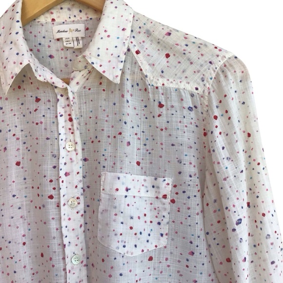 Anthropologie Meadow Rue Multicolor Spotted Long Sleeve Button Down Shirt - Picture 4 of 7